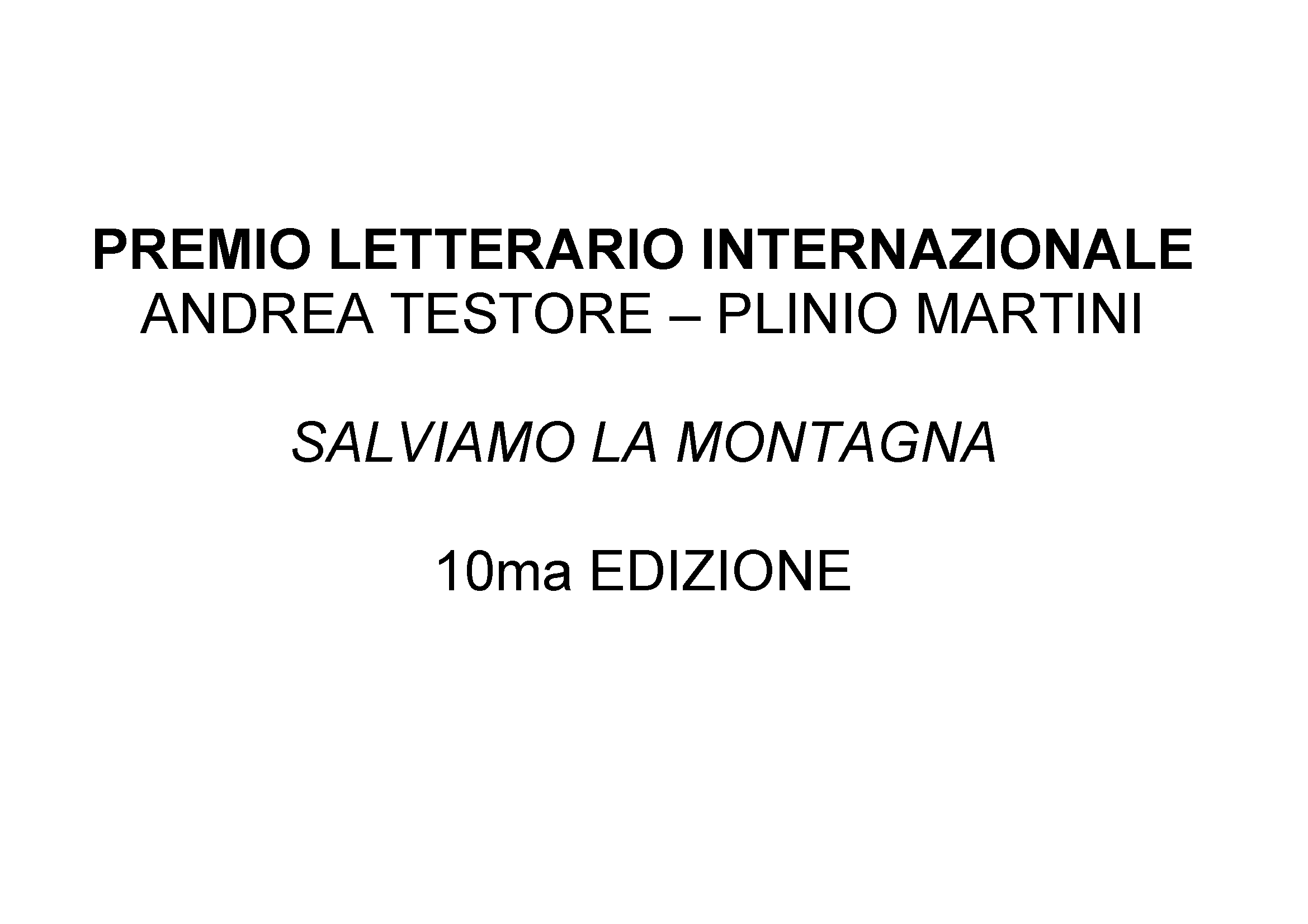 Premio internazionale Salviamo la montagna 2019